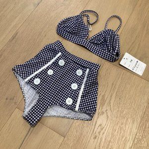 Black Gingham Two-Piece Swimsuit (Size Small) — Merrilee's Laguna Beach